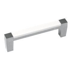 Loft 3 Inch Center to Center Satin Nickel With White Matte Cabinet Pull Loft 3 Inch Center to Center Satin Nickel With White Matte Cabinet Pull