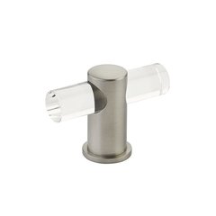 Lumiere Knob 2 inch Diameter Clear Acrylic and Satin Nickel Lumiere Knob 2 inch Diameter Clear Acrylic and Satin Nickel