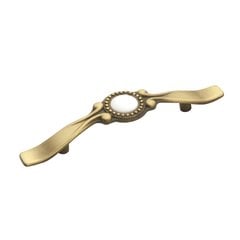 Cavalier 3 Inch Center to Center Antique Brass & White Cabinet Pull Cavalier 3 Inch Center to Center Antique Brass & White Cabinet Pull