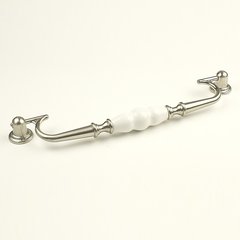 Nordic 8-13/16 Inch Center to Center Satin Nickel/White Cabinet Bail Pull Nordic 8-13/16 Inch Center to Center Satin Nickel/White Cabinet Bail Pull
