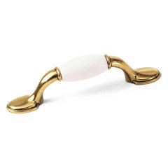 First Family 3 Inch Center to Center White/Antique Brass Cabinet Pull First Family 3 Inch Center to Center White/Antique Brass Cabinet Pull