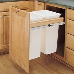 Double Trash Pullout 50 Quart-Wood Double Trash Pullout 50 Quart-Wood