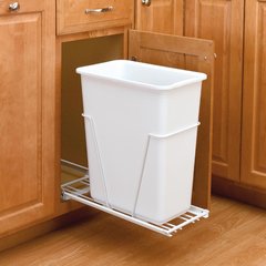 Single Full Extension Trash Pullout 30 Quart-White Single Full Extension Trash Pullout 30 Quart-White