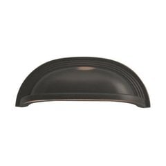 Deco 3-3/4 Inch Center to Center Oil Rubbed Bronze Highlighted Cabinet Cup Pull Deco 3-3/4 Inch Center to Center Oil Rubbed Bronze Highlighted Cabinet Cup Pull