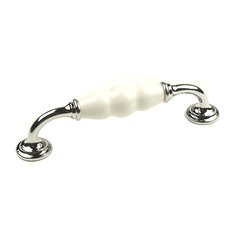 Nordic II 5-1/16 Inch Center to Center Polished Chrome/White Cabinet Pull Nordic II 5-1/16 Inch Center to Center Polished Chrome/White Cabinet Pull