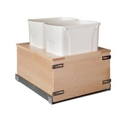 Double Trash Pullout 34 Quart Wood Double Trash Pullout 34 Quart Wood