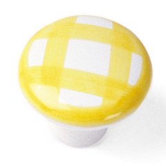 Sorrento 1-1/2 Inch Diameter Tattersall's Yellow Cabinet Knob Sorrento 1-1/2 Inch Diameter Tattersall's Yellow Cabinet Knob