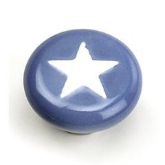 Porcelain Knobs 1-3/8 Inch Diameter Blue With White Star Cabinet Knob Porcelain Knobs 1-3/8 Inch Diameter Blue With White Star Cabinet Knob