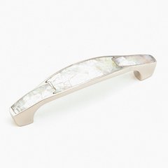 Mother of Pearl 4 Inch Center to Center Polished Nickel/White Mother of Pearl Cabinet Pull Mother of Pearl 4 Inch Center to Center Polished Nickel/White Mother of Pearl Cabinet Pull