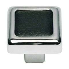 Paradigm 1-1/4 Inch Diameter Chrome/Black Leather Cabinet Knob Paradigm 1-1/4 Inch Diameter Chrome/Black Leather Cabinet Knob
