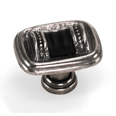 Sirocco 1-3/8 Inch Diameter Silverado/Black Leather Cabinet Knob Sirocco 1-3/8 Inch Diameter Silverado/Black Leather Cabinet Knob