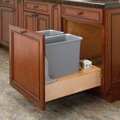 Double Trash Pullout 30 Quart-Wood Double Trash Pullout 30 Quart-Wood
