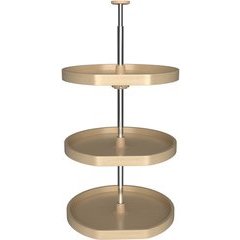 20 Inch Diameter D-Shape Banded Wood Lazy Daisy 3 Shelf Corner Lazy Susan Set - Natural