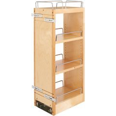 8 Inch Pull Out Wall Organizer with Soft Close - Natural Wood 8 Inch Pull Out Wall Organizer with Soft Close - Natural Wood