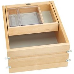 18 Inch Vanity Half-Tiered Drawer with Soft Close & Full Access - Natural Wood 18 Inch Vanity Half-Tiered Drawer with Soft Close & Full Access - Natural Wood