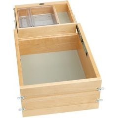 18 Inch Vanity Half-Tiered Drawer with Soft Close Slides - Natural Wood 18 Inch Vanity Half-Tiered Drawer with Soft Close Slides - Natural Wood