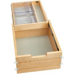 18 Inch Vanity Tiered Drawer with Soft Close Slides - Natural Wood 18 Inch Vanity Tiered Drawer with Soft Close Slides - Natural Wood