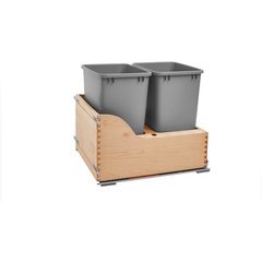 35 Quart Double Trash Pullout Inset Waste Containers - Silver 35 Quart Double Trash Pullout Inset Waste Containers - Silver