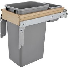 50 Quart Single Top Mount Waste Container for 1 - 1/2 Inch Face Frame - Silver 50 Quart Single Top Mount Waste Container for 1 - 1/2 Inch Face Frame - Silver