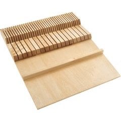 18.5 Inch Wide Double Knife Block Drawer Insert - - Natural Wood 18.5 Inch Wide Double Knife Block Drawer Insert - - Natural Wood