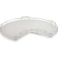 32 Inch Single Shelf Kidney Shape Solid Bottom Lazy Susan with Steel Bearing Corner - Gray 32 Inch Single Shelf Kidney Shape Solid Bottom Lazy Susan with Steel Bearing Corner - Gray