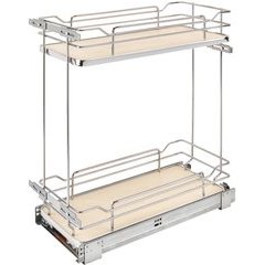 Two-Tier Wire Organizer with Blum Soft Close for 12 Inch Base Cabinet - Natural Wood Two-Tier Wire Organizer with Blum Soft Close for 12 Inch Base Cabinet - Natural Wood