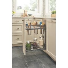7.25 Inch Two-Tier Utility Organizer with Blum Soft Close - Gray 7.25 Inch Two-Tier Utility Organizer with Blum Soft Close - Gray