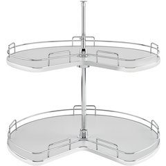 32 Inch Two Shelf Kidney Shape Lazy Susan - Gray 32 Inch Two Shelf Kidney Shape Lazy Susan - Gray