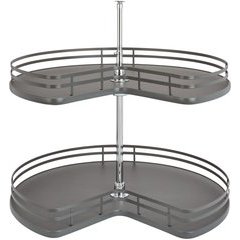 32 Inch Two Shelf Kidney Shape Lazy Susan - Orion Gray 32 Inch Two Shelf Kidney Shape Lazy Susan - Orion Gray