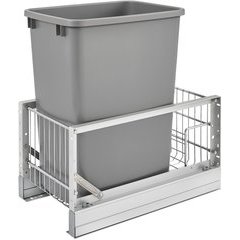 10.813 Inch Width x 19.313 Inch Height 35 QT Pullout Waste Container, 18 Inch D - Silver 10.813 Inch Width x 19.313 Inch Height 35 QT Pullout Waste Container, 18 Inch D - Silver