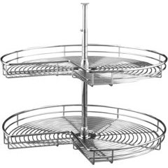 28 Inch Kidney Two Shelf Steel Lazy Susan - Chrome 28 Inch Kidney Two Shelf Steel Lazy Susan - Chrome