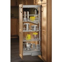 8 Inch Width x 74 Inch Height Soft Close Basket Pantry Pullout - Chrome 8 Inch Width x 74 Inch Height Soft Close Basket Pantry Pullout - Chrome
