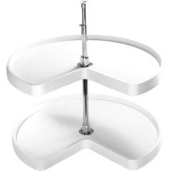 28 Inch Kidney Two Shelf Polymer Lazy Susan - White 28 Inch Kidney Two Shelf Polymer Lazy Susan - White