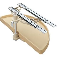 31 Inch Half Moon Pivot and Slide Two-Tier Polymer Lazy Susan - Almond 31 Inch Half Moon Pivot and Slide Two-Tier Polymer Lazy Susan - Almond