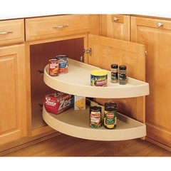 31 Inch Half Moon Pivot Only Two-Tier Polymer Lazy Susan - Almond 31 Inch Half Moon Pivot Only Two-Tier Polymer Lazy Susan - Almond