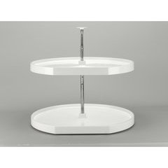 32 Inch D-Shape Lazy Daisy Two Shelf Polymer Lazy Susan - White 32 Inch D-Shape Lazy Daisy Two Shelf Polymer Lazy Susan - White