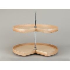 32 Inch 4NW Series Kidney Two Shelf Lazy Susan - Natural Wood 32 Inch 4NW Series Kidney Two Shelf Lazy Susan - Natural Wood