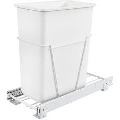 30 Quart Single Bottom Mount Trash Pullout - White 30 Quart Single Bottom Mount Trash Pullout - White