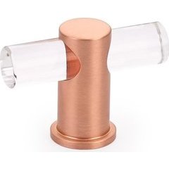 Lumiere 2 Inch Diameter Adjustable Clear Acrylic Brushed Rose Gold Cabinet T-Knob Lumiere 2 Inch Diameter Adjustable Clear Acrylic Brushed Rose Gold Cabinet T-Knob