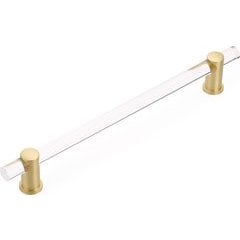 Lumiere 12 Inch Center to Center Satin Brass/Clear Acrylic Appliance Pull Lumiere 12 Inch Center to Center Satin Brass/Clear Acrylic Appliance Pull