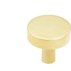 Haniburton 1-1/4 Inch Diameter Round Unlacquered Brass Cabinet Knob Haniburton 1-1/4 Inch Diameter Round Unlacquered Brass Cabinet Knob