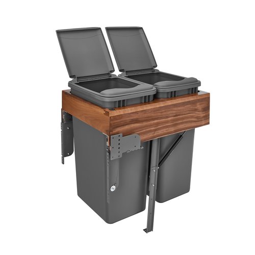 Rev A Shelf 50 Quart Wood Top Mount Double Trash Pull Out Wuth Rev