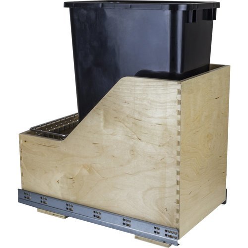 Hardware Resources Preassembled 50 Quart Wood Bottom Mount Single Pullout Waste Container 