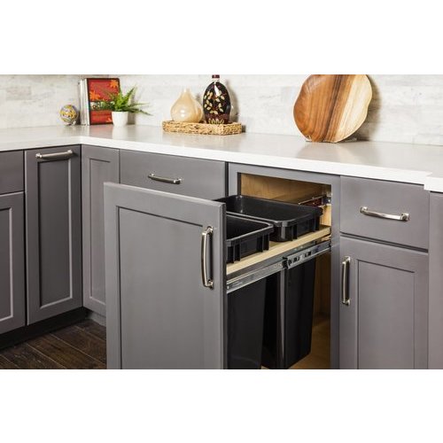 2x35 Qt Top Mt Sc Dbl Trash Can Pullout Grey Mco 15 W Can