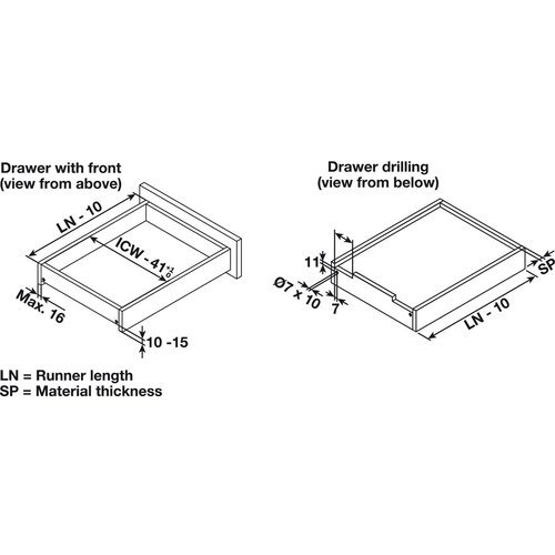 Salice 14 Inch Length Futura Concealed Undermount Push To Open